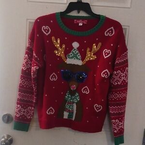 **Cool Dude Holiday Reindeer Embellished Christmas Sweater 33 Degrees Sz Large